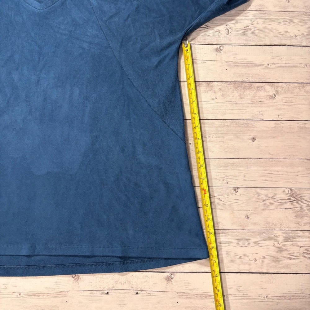 JOH Womens Blue Faux Suede V-Neck Tunic Top Long Sleeve Seam Detail M - Picture 11 of 16